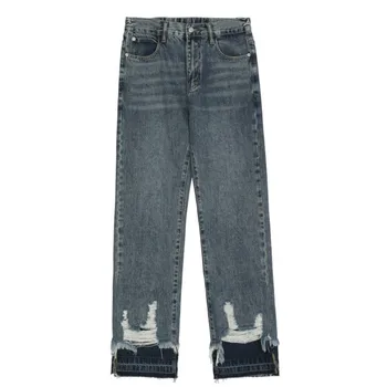 צבע התאמת החדרת מכנסיים אישיות שווא שני ג 'ינסים 2022 הסתיו והחורף אדם חדש, חופשי, ישר ג' ינס מקרית