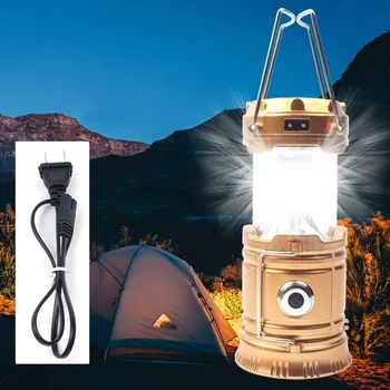 2022 מטען סולארי נייד פנס קמפינג מנורת LED תאורה חיצונית קיפול המחנה אוהל המנורה נטענת USB פנס