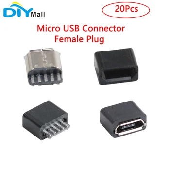 20Pcs/lot DIY מיקרו USB 5P 5Pin נקבה תקע ריתוך חוט סוג עם מעטפת שחורה