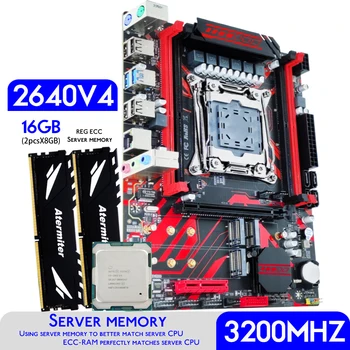 Atermiter לוח האם X99 להגדיר עם Xeon E5 2640 V4 CPU LGA 2011-3 מעבד 16GB DDR4 ( 2 X 8GB ) 3200MHz רג ' שרת זיכרון RAM