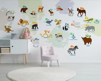 beibehang אישית מודרני נורדי פשוט חיות מצוירות 26 אותיות לחדר ילדים-רקע המסמכים דה parede טפט