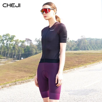 Cheji בגדים טיולי אפניים 2023 נשים שרוול קצר עליון מהיר ייבוש לנשימה באיכות גבוהה רכיבה על אופניים ג ' רזי