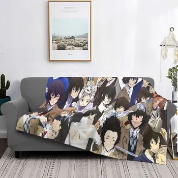 Dazai אוסמו משובץ שמיכת קטיפה אביב/סתיו אנימה יפנית נייד סופר רך לזרוק שמיכות על הספה הספה כיסויי מיטה