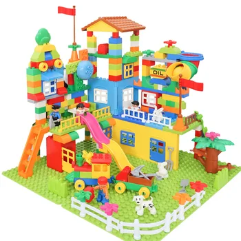 DIY עיר צבעוני גג הבית גדול חלקיקים אבני הבניין טירת צעצועים חינוכיים לילדים תואם הרכבה יצירתי 113PCS