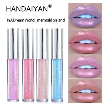 Handaiyan 6 צבעים שפתון Longlasting נצנצים אדום עירום שפתון נוזלי עמיד למים לחות זוהר Lipgloss איפור