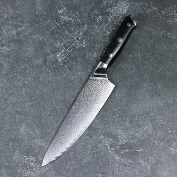 JUMCSONG 67 שכבות פלדת דמשק סכין מטבח, סכין שף 8 אינץ G10+ שזיף מסמרת רב תכליתי פירות סכין מתנה