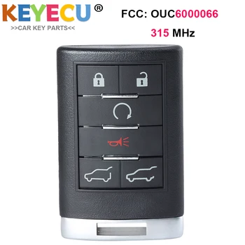 KEYECU כרטיס חכם שלט רחוק לרכב מפתח עבור קאדילק ESV Escalade EXT 2007 2008 2009- 2014, Fob 6 כפתורים - 315MHz - OUC6000066