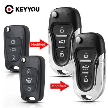 KEYYOU שונה 3 כפתורים הפוך המרוחק מפתח הרכב התרמיל Fob עבור יונדאי Picanto סולריס Sportage עבור Kia Picanto Sportage K5