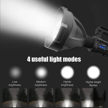 LED נייד פנס זרקור נטען מחפש אור כף היד כתמים מנורה חצובה מתכווננת עמיד למים לפיד עובד אור