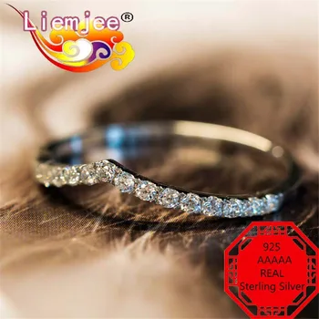 Liemjee אמיתי S925 כסף סטרלינג קשת אוהב זירקון טבעת אופנה תכשיטי יוקרה לנשים תכונת קסם החברה מתנה