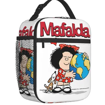Mafalda העולם הכלבלב שלה תרמי מבודד הצהריים קינו קומיקס קריקטורה נייד צהריים מיכל פיקניק תכליתי מזון תיבת