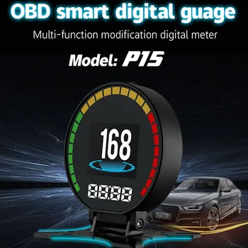 OBD2 P15 Head-Up Display Digtial המכונית מד המהירות שמן מים זמני צריכת דלק רכב אביזרי אלקטרוניקה האד OBD2 תצוגה