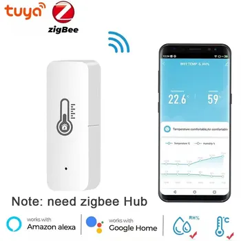 TY004 Tuya טמפרטורה ולחות חיישן צריך Zigbee שער רכזת בית חכם מקורה לחות Alexa, Google שליטה קולית