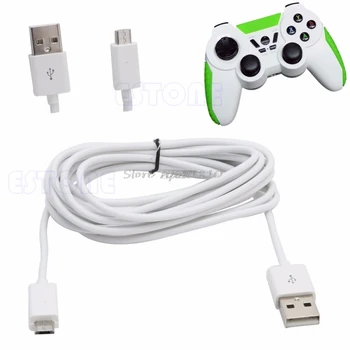 USB 10FT 3M מיקרו כוח כבל טעינה כבל עבור Xbox אחד PS4 בקר לבן