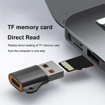 USB-C זכר מיקרו USB ממיר TF קורא כרטיסים USB-C OTG מחבר טעינה מהירה להעברת נתונים עבור טלפון נייד אוזניות