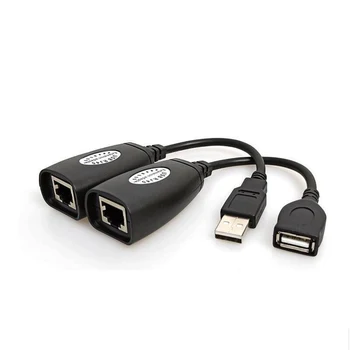 USB מאריך מתאם 50 מטר יחיד RJ45 Ethernet CAT5E 6 עד 150רגל כבל USB 2.0 סיומת ה-Extender מתאם עבור המחשב הנייד DVR העכבר