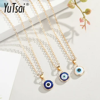 YUTSAI אופנה של השטן עין שרשרת תליון פשוט כחול עין סגסוגת שרשרת לנשים תכשיטים מתנות YT714