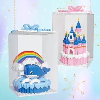 אגדה הטירה בניין לבנים קריקטורה לווייתן כחול עוגות טעימות מיקרו יהלומים בלוק צעצועים חינוכיים Nanobrick אוסף