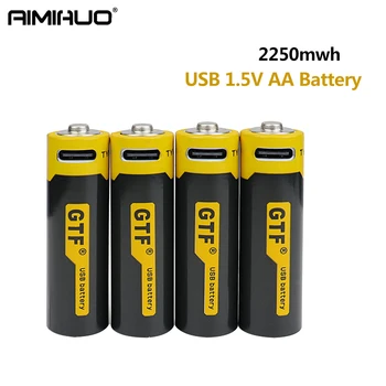 איכות גבוהה AA 1.5 V נטענות סוללות 1.5 V 2250mwh USB סוללה Li-ion עבור שליטה מרחוק עכבר צעצוע חשמלי +כבל מיקרו USB