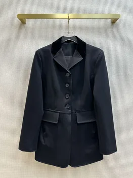 אמצע אורך עם חזה ז ' קט חליפה תלת מימדי המותניים עיצוב מזדמן אופנה 2023 סתיו סגנון חדש 0315