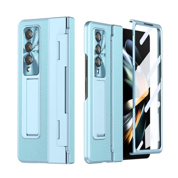 אנטי-זיעה עור הטלפון תיק הגנה מלאה Case for Samsung Galaxy Z Fold4 קיפול 4 Fold3 קיפול 3 Zfold4 חזית זכוכית הסרט המקרים