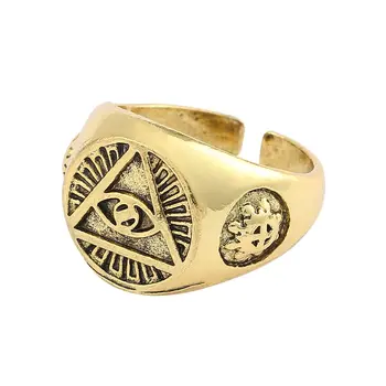 בציר מצרי העין של הורוס משולש טבעת גברים מתכווננת פתיחה טבעות מתכת פאנק רוק תכשיטים אביזרים מתנה