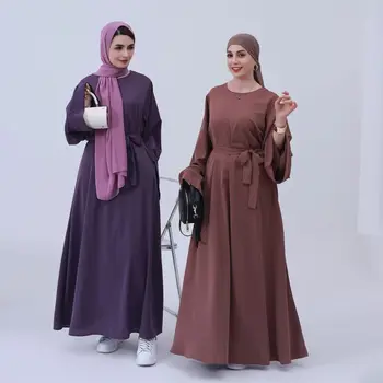 המוסלמים אישה שמלה רופפת מזדמן החלוק האסלאמית בגדים דובאי טורקית צנוע Abaya רמדאן עיד Kaftan jelaba נשים musulmanes