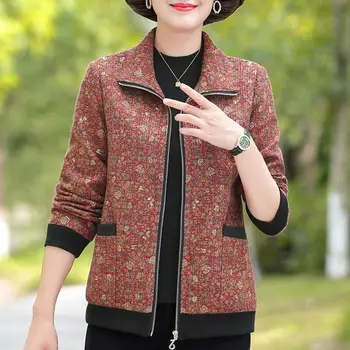 חדש 2023 אופנה קוריאנית אביב סתיו נשים שרוול ארוך מעיל אופנה אלגנטית מזדמן נשי משוחרר להדפיס את רוכסן המעיל X86