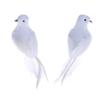 חם סימולציה לבן ציפור לבנה קטנה לבנה קטנה יונה, ציפור קטנה מגנט למקרר עם קישוט קישוטים קצף נוצת ציפור