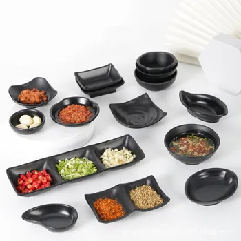 יפנית, קוריאנית סגנון תיבול תבשיל דמוי פורצלן מלמין שחור חטיף מאכל טבול ברוטב המנה