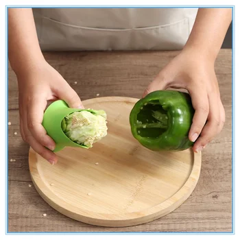 ירוק חותכים ירקות קאטר יצירתי פלפל Corer ניקוי הקידוח גאדג ' ט פירות כלי בישול המכשיר 2pcs מטבח זרע מסיר