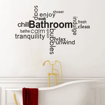 מדבקות קיר אמבטיה עיצוב קיר נשלפת חדר בבית אמנות ויניל לעיצוב הבית קיר מדבקה מכתבים #50 גרם