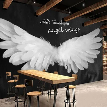 מותאם אישית דביק עמיד למים טפט 3D מודרניים רומנטי מצוירים ביד כנפי מלאך ציורי קיר המסעדה קפה רקע מדבקות