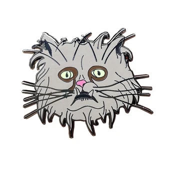 מותאם אישית קריקטורה מצחיקה חתול הסיכה מצחיק בעלי חיים חמודים גריי החתול איכות גבוהה שחור ניקל מטאל קשה אמייל סגסוגת אבץ התג