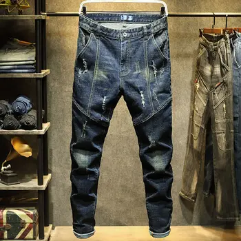 סתיו חדש קוריאני סגנון חופשי רחב הרגל רגל ישרה זכר ג 'ינס מכנסיים תלמיד אופנה מזדמנים מכנסיים ארוכים ג' ינס של גברים E69
