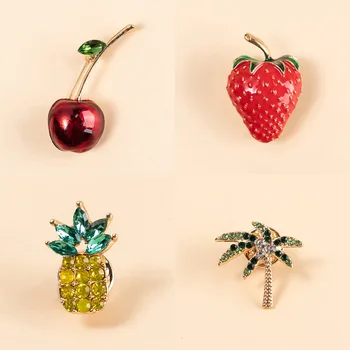 פירות יפים בצורת דובדבן, תות, אננס אמייל סיכות נשים הסיכה בגדים צעיף תג תכשיטים ואביזרים