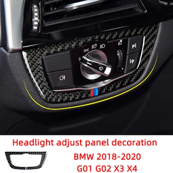 פנס להתאים פנל קישוט מסגרת סיבי פחמן מדבקות רכב BMW 2018-2020 G01 G02 X3 X4 הפנים אביזרים