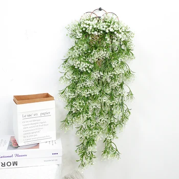 צמחים מלאכותיים גפן תלייה על קיר מזויף צמחי עלים גרלנד פרחים לבנים חתונה קישוט בית גן חדר תפאורה חיצונית