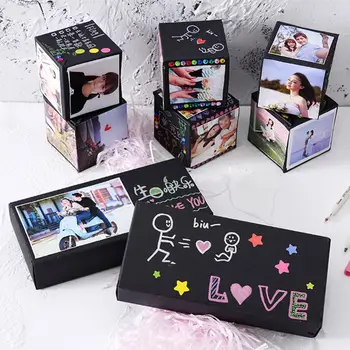 קופסת מתנה DIY קופסת הפתעה אוהב יום הולדת עם אלבום אלבום תמונות הקפצה קופסא מתנה